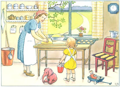 Elsa Beskow – Plate 2 [from Talented Annika]. Free illustration for personal and commercial use.
