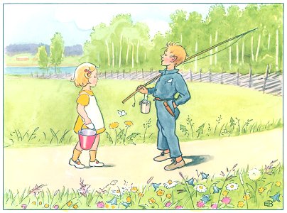 Elsa Beskow – Plate 4 [from Talented Annika]. Free illustration for personal and commercial use.