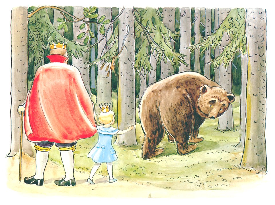 Elsa Beskow – Plate 12 [from Princess Sylvie]. Free illustration for personal and commercial use.