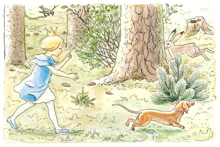 Elsa Beskow – Plate 4 [from Princess Sylvie]. Free illustration for personal and commercial use.