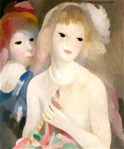 Marie Laurencin – With a Trumpet [from Marie Laurencin and her Era: Artists attracted to Paris]. Free illustration for personal and commercial use.