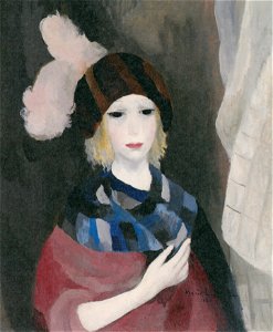 Marie Laurencin – A Woman in Plumed Hat or Tillia or Tania [from Marie Laurencin and her Era: Artists attracted to Paris]