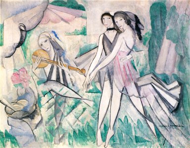 Marie Laurencin – Elegant Ball or Country Dance [from Marie Laurencin and her Era: Artists attracted to Paris]. Free illustration for personal and commercial use.