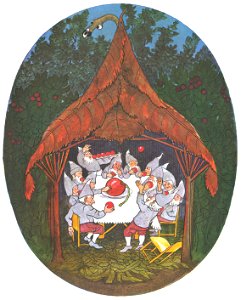 Ernst Kreidolf – The Meadow Dwarfs eat Cowberries [from Meadow Dwarfs]