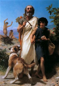 William Adolphe Bouguereau – Homer and his Guide [from Bouguereau]. Free illustration for personal and commercial use.