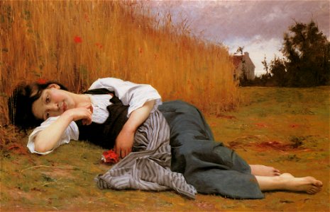 William Adolphe Bouguereau – Rest in Harvest [from Bouguereau]. Free illustration for personal and commercial use.