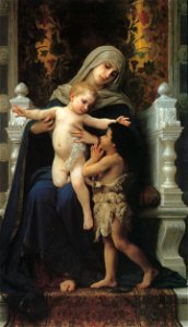 William Adolphe Bouguereau – Madonna and Child with St. John the Baptist [from Bouguereau]. Free illustration for personal and commercial use.