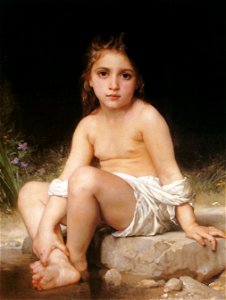 William Adolphe Bouguereau – Child at Bath [from Bouguereau]. Free illustration for personal and commercial use.
