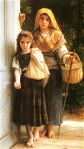 William Adolphe Bouguereau – The Little Beggar Girls [from Bouguereau]. Free illustration for personal and commercial use.