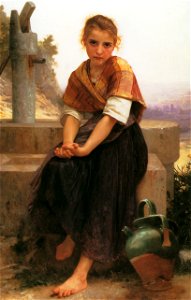 William Adolphe Bouguereau – The Broken Pitcher [from Bouguereau]. Free illustration for personal and commercial use.