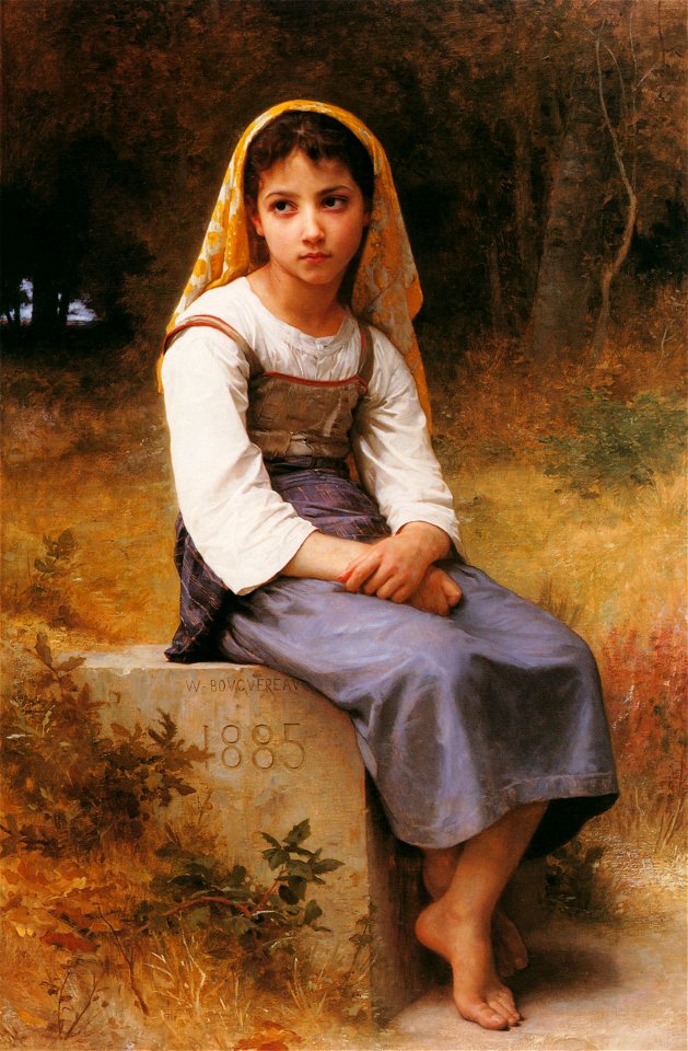 William Adolphe Bouguereau – Meditation [from Bouguereau]. Free illustration for personal and commercial use.
