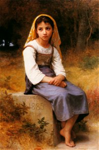 William Adolphe Bouguereau – Meditation [from Bouguereau]. Free illustration for personal and commercial use.