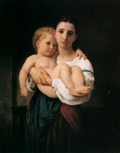 William Adolphe Bouguereau – The Elder Sister [from Bouguereau]. Free illustration for personal and commercial use.