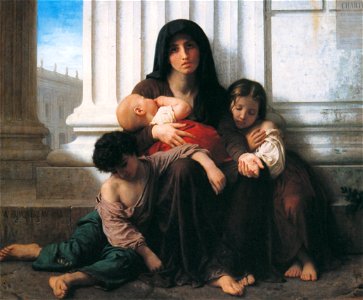 William Adolphe Bouguereau – Indigent Family (Charity) [from Bouguereau]. Free illustration for personal and commercial use.