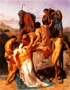 William Adolphe Bouguereau – Zenobia found by shepherds on the banks of the Araxes [from Bouguereau]. Free illustration for personal and commercial use.