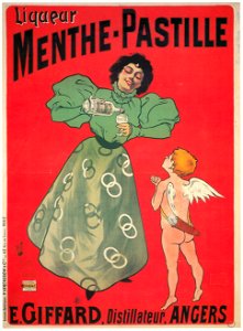 MISTI (Ferdinand Mifliez) – Liqueur Menthe Pastille. Angers. [from Catalogue de l’Exhibition Paris de la Belle Epoque 1982]. Free illustration for personal and commercial use.