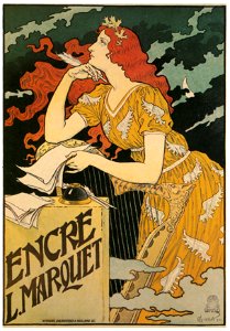 Eugène Grasset – Encre Marquet [from Catalogue de l’Exhibition Paris de la Belle Epoque 1982]. Free illustration for personal and commercial use.