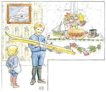 Elsa Beskow – Plate 1 [from Ollie’s Ski Trip]. Free illustration for personal and commercial use.