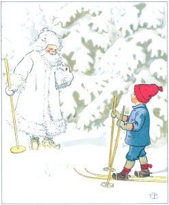 Elsa Beskow – Plate 3 [from Ollie’s Ski Trip]. Free illustration for personal and commercial use.