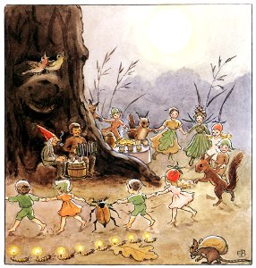 Elsa Beskow – Plate 15 [from Woody, Hazel and Little Pip]