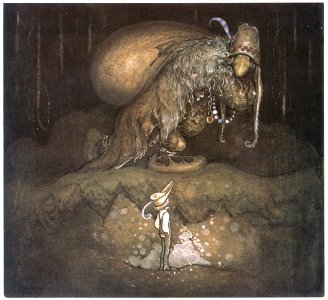 John Bauer – The Boy and the Trolls, or the Adventure 1 [from Swedish Folk Tales]. Free illustration for personal and commercial use.