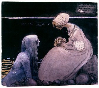 John Bauer – Agneta and the Sea King 1 [from Swedish Folk Tales]. Free illustration for personal and commercial use.