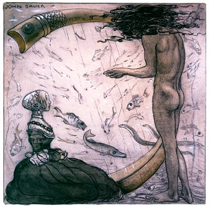 John Bauer – Agneta and the Sea King 2 [from Swedish Folk Tales]. Free illustration for personal and commercial use.