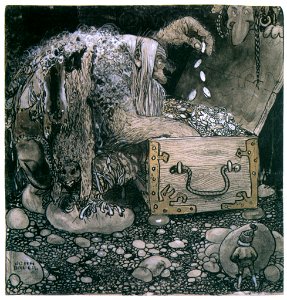John Bauer – The Trolls and the Youngest Tomte 3 [from Swedish Folk Tales]. Free illustration for personal and commercial use.