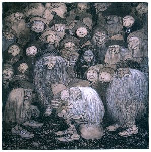 John Bauer – The Trolls and the Youngest Tomte 1 [from Swedish Folk Tales]. Free illustration for personal and commercial use.
