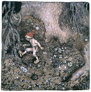 John Bauer – The Trolls and the Youngest Tomte 2 [from Swedish Folk Tales]. Free illustration for personal and commercial use.