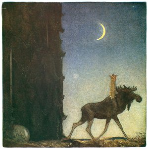 John Bauer – Leap the Elk and Little Princess Cottongrass 1 [from Swedish Folk Tales]. Free illustration for personal and commercial use.