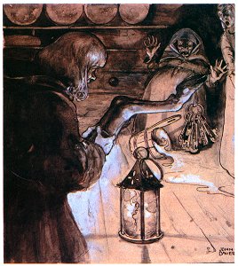 John Bauer – The Barrel Bung [from Swedish Folk Tales]. Free illustration for personal and commercial use.
