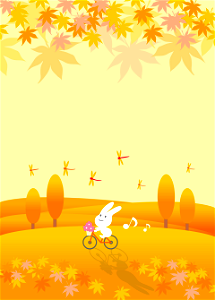 Autumn maple rabbit bicycle. Free illustration for personal and commercial use.