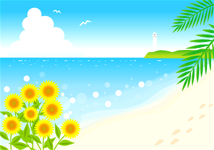 Beach sea sunflower. Free illustration for personal and commercial use.