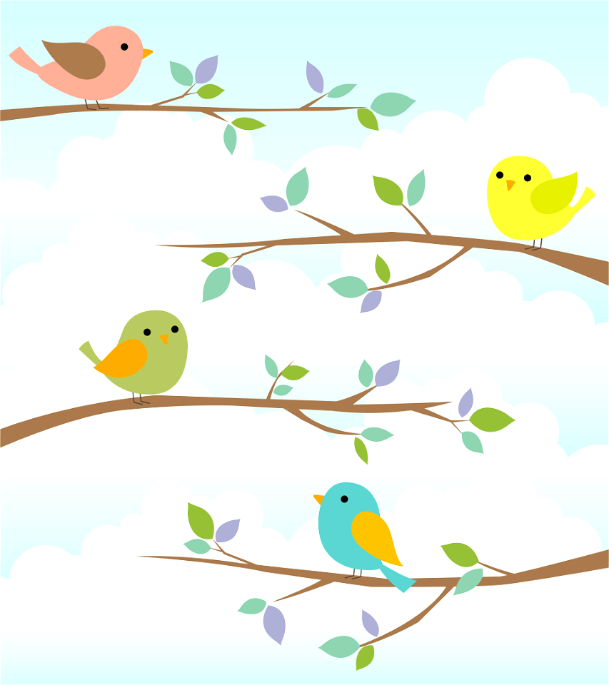 Birds branch - Free Stock Illustrations | Creazilla