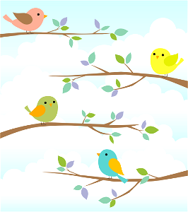 Birds branch. Free illustration for personal and commercial use.