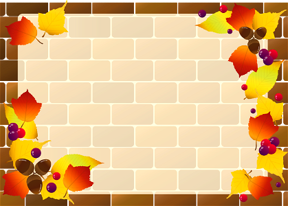 Brick autumn leaves frame. Free illustration for personal and commercial use.