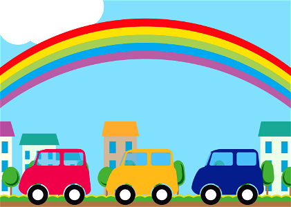 Cars rainbow. Free illustration for personal and commercial use.