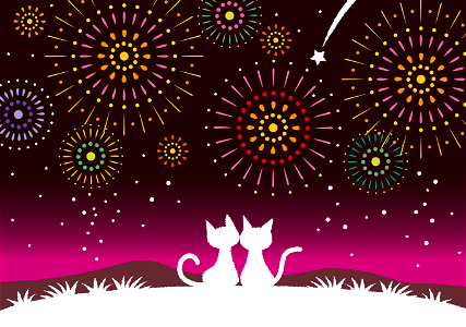 Cat fireworks. Free illustration for personal and commercial use.