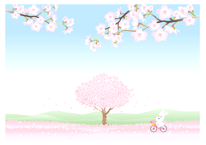 Cherry blossoms rabbit. Free illustration for personal and commercial use.