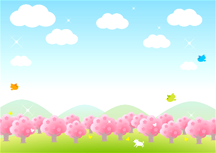 Cherry blossoms trees. Free illustration for personal and commercial use.