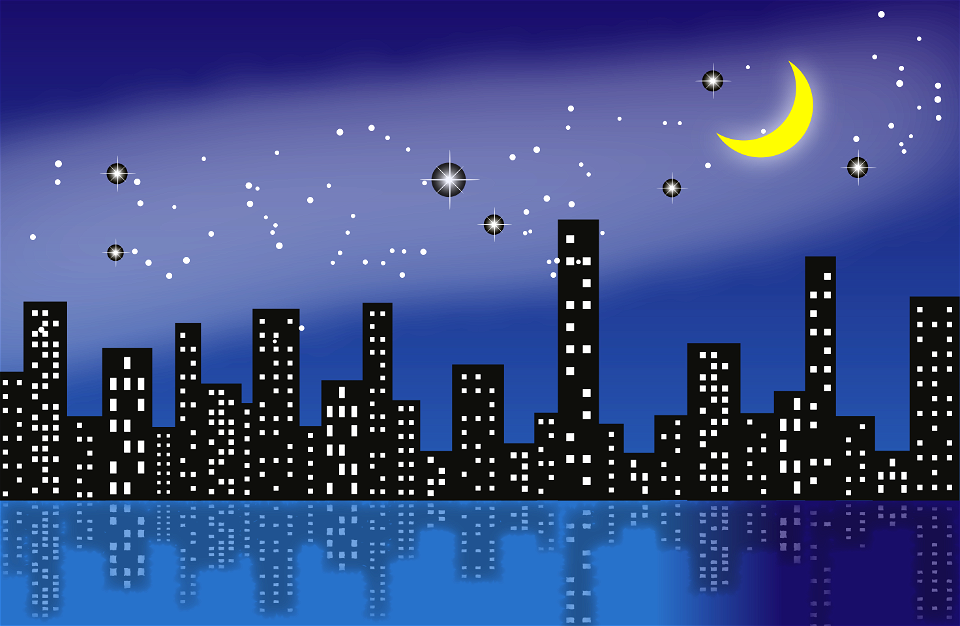 Cityscape night. Free illustration for personal and commercial use.