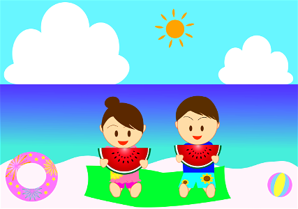 Couple beach. Free illustration for personal and commercial use.