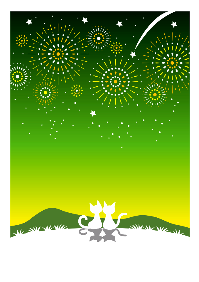 Fireworks cats. Free illustration for personal and commercial use.