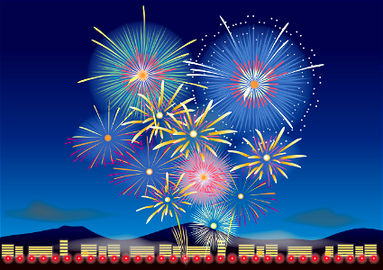 Fireworks night sky. Free illustration for personal and commercial use.