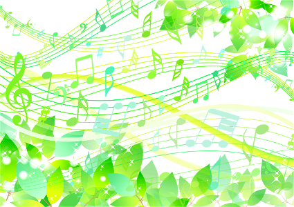 Gree leaves musical note. Free illustration for personal and commercial use.