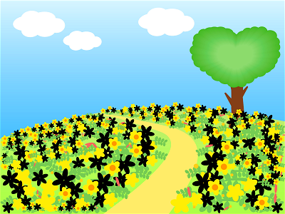 Heart tree landscape. Free illustration for personal and commercial use.