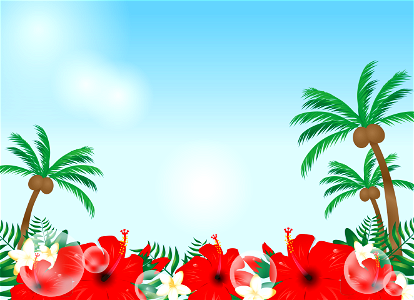 Hibiscus palm trees. Free illustration for personal and commercial use.