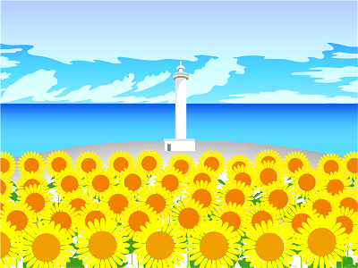 Lighthouse sunflower. Free illustration for personal and commercial use.