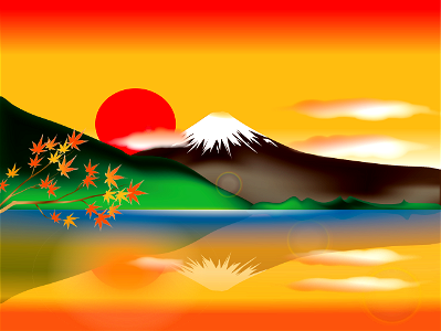 Mount fuji sunset. Free illustration for personal and commercial use.